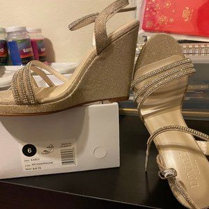 David's Bridal Champagne Glitter Heels